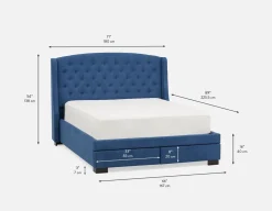 RAVEL traditional tufted upholstered wingback queen size bed with storage