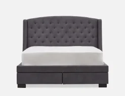 RAVEL traditional tufted upholstered wingback queen size bed with storage