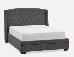 RAVEL traditional tufted upholstered wingback queen size bed with storage