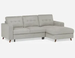 RENEE mid-century modern left-facing sectional sofa-bed with storage