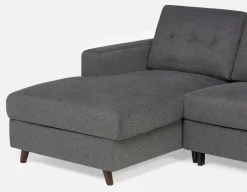 RENEE mid-century modern left-facing sectional sofa-bed with storage