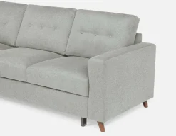 RENEE mid-century modern left-facing sectional sofa-bed with storage