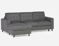 RENEE mid-century modern right-facing sectional sofa-bed with storage