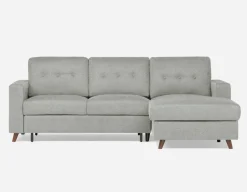 RENEE mid-century modern right-facing sectional sofa-bed with storage