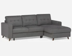 RENEE mid-century modern right-facing sectional sofa-bed with storage