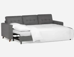 RENEE mid-century modern right-facing sectional sofa-bed with storage