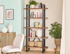 RENO acacia wood 5-tier bookcase