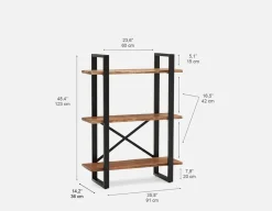 RENO acacia wood 3-tier bookcase