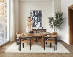 ROSETTA elegant mango wood round dining table 150 cm