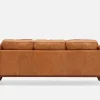 ROWAN mid-century modern 100% leather 3-seater sofa