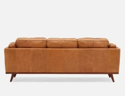 ROWAN mid-century modern 100% leather 3-seater sofa
