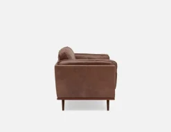 ROWAN mid-century modern 100% leather 3-seater sofa