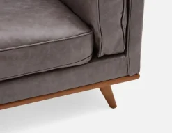 ROWAN mid-century modern 100% leather 3-seater sofa