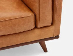 ROWAN mid-century modern 100% leather 3-seater sofa
