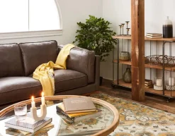 ROWAN mid-century modern 100% leather 3-seater sofa