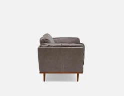 ROWAN mid-century modern 100% leather 3-seater sofa