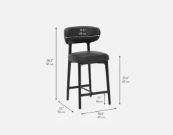 SEVILLE 100% leather mid-century counter stool 66cm