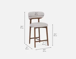 SEVILLE 100% leather mid-century counter stool 66cm