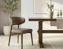 SEVILLE 100% leather mid-century dining chair