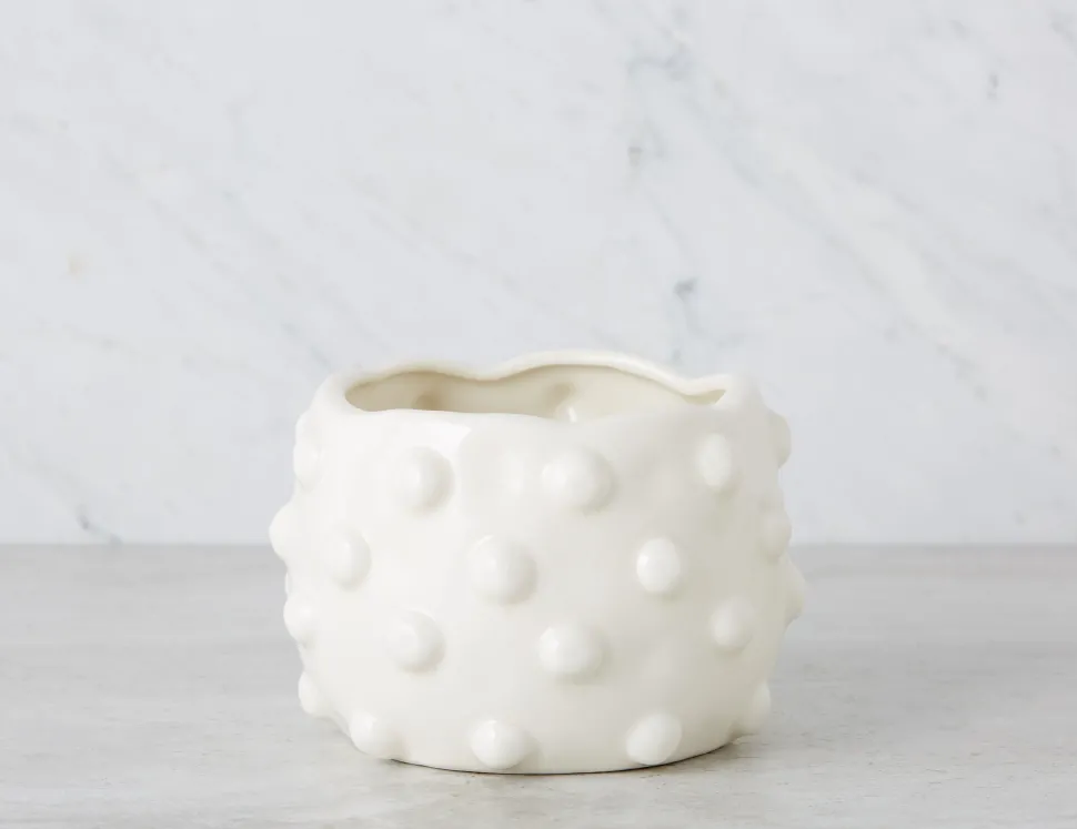 SHANE ceramic pot with wood stand 36 cm