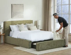 SORGUE upholstered queen size bed with storage