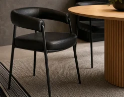 TAURO leatherette chair, brushed frame