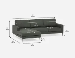 TERESA contemporary left-facing sectional sofa