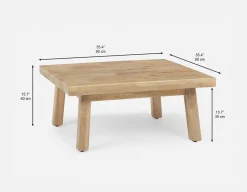 THESSALIA distressed solid mango wood coffee table 90 cm