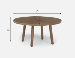 THESSALIA distressed solid mango wood dining table 150 cm