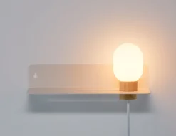 VARDO bedside floating shelf with lamp