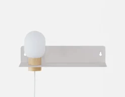 VARDO bedside floating shelf with lamp