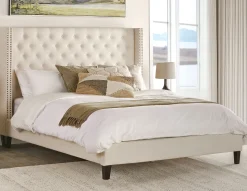 VERSAILLES traditional tufted upholstered wingback king size bed