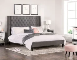 VERSAILLES traditional tufted upholstered wingback king size bed