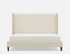 VERSAILLES traditional tufted upholstered wingback king size bed