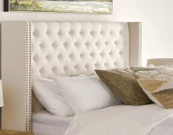 VERSAILLES traditional tufted upholstered wingback king size bed