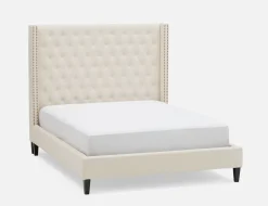 VERSAILLES traditional tufted upholstered wingback king size bed