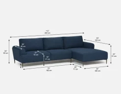 VICTOR contemporary left-facing sectional sofa